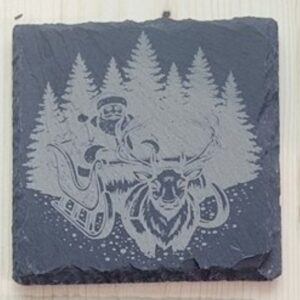 Santa and Sleigh Slate Coaster