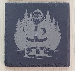 Santa with Candy Cane Slate Coaster