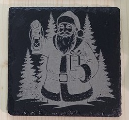 Santa with Lantern Slate Coaster