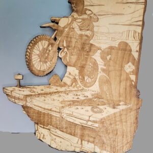 3D Wood Dirt Bike Wall Decor